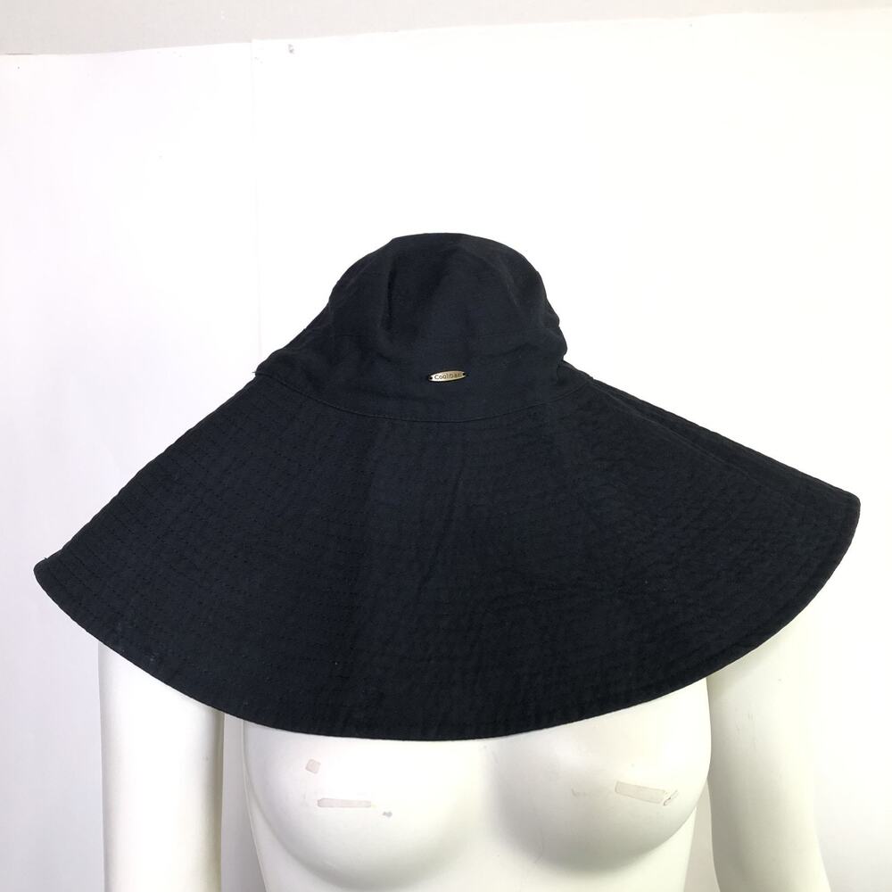 Coolibar Poolside Wide Brim Hat UPF Sun Protection One Size Black MINT